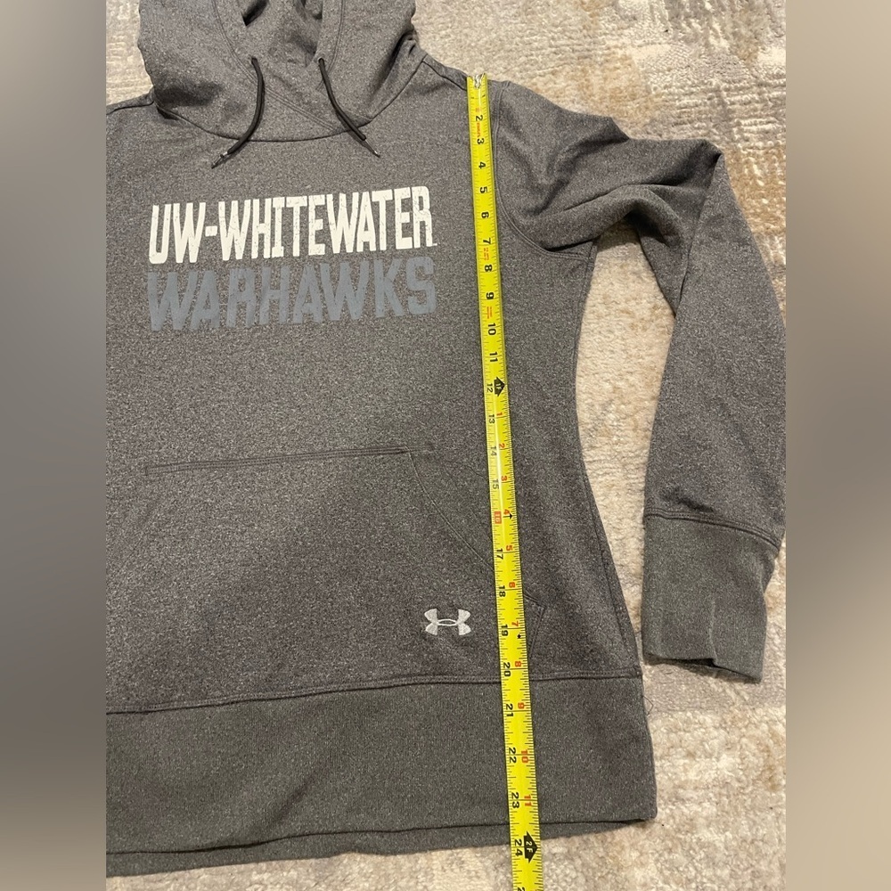 UW Whitewater Warhawks Under Armour Gray Hoodie Sweatshirt Small Lightweight WI - Picture 6 of 8